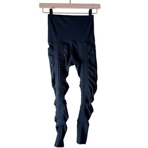 Sweetflexx Womens Black Resistance Band High Waisted Leggings Size 2 Pockets